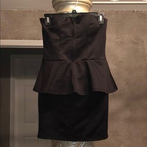 Black strapless mini dress